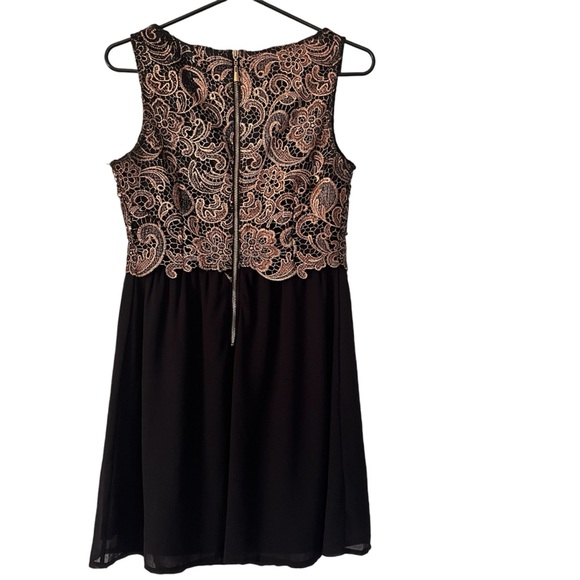 Angeleye London black dress with rose gold overlay& exposed back zipper Size S - Picture 4 of 17